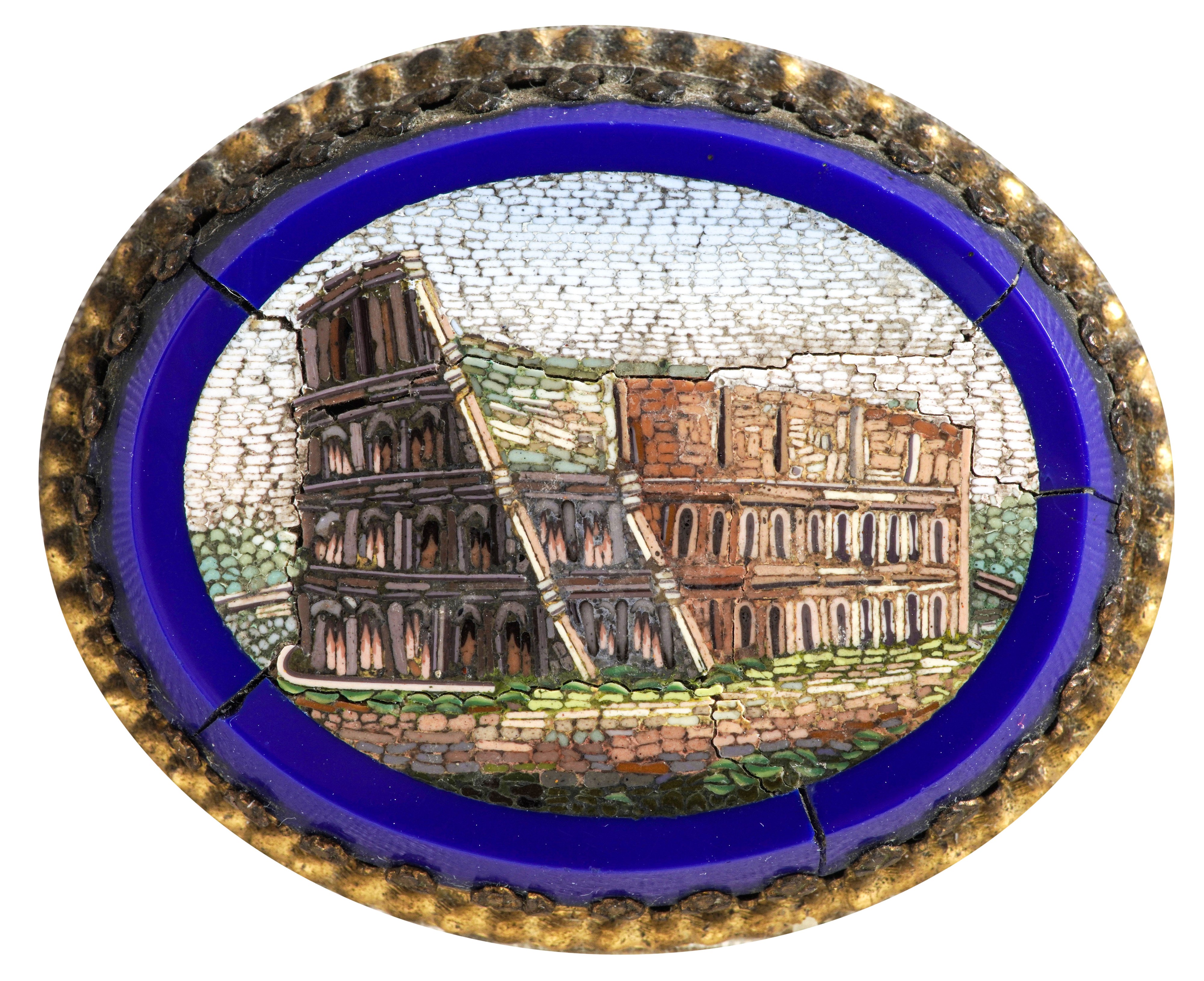 Quattro Micromosaici Raffiguranti Rovine Romane. XIX-XX Secolo