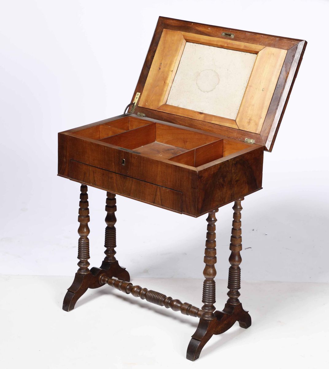 Tavolino da Lavoro in Legno Lastronato, XIX-XX Secolo