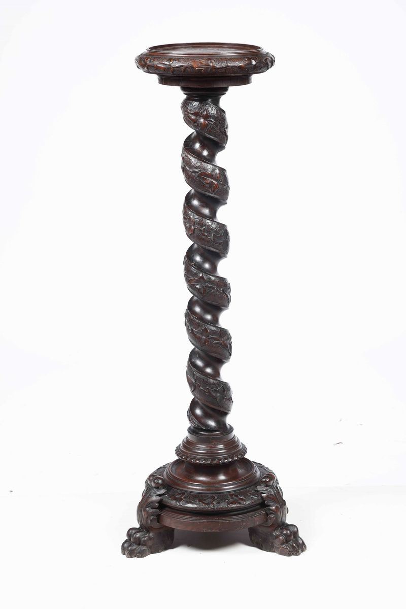 Porta vaso in legno intagliato a torchon, XIX-XX secolo  - Asta Antiquariato Settembre | Asta a Tempo - Cambi Casa d'Aste