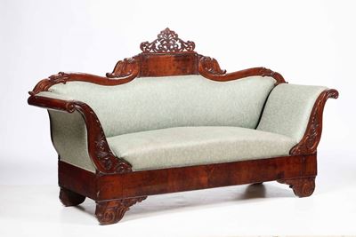 Divano Carlo X in Legno Lastronato, XIX Secolo