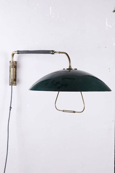 Lampada da Muro in Ottone e Metallo Dipinto, XX Secolo