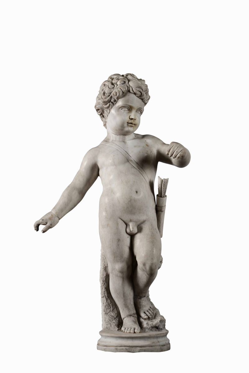 Cupido. Marmo bianco. Arte del XX secolo  - Auction Important Sculptures, Furnitures and Works of Art - Cambi Casa d'Aste