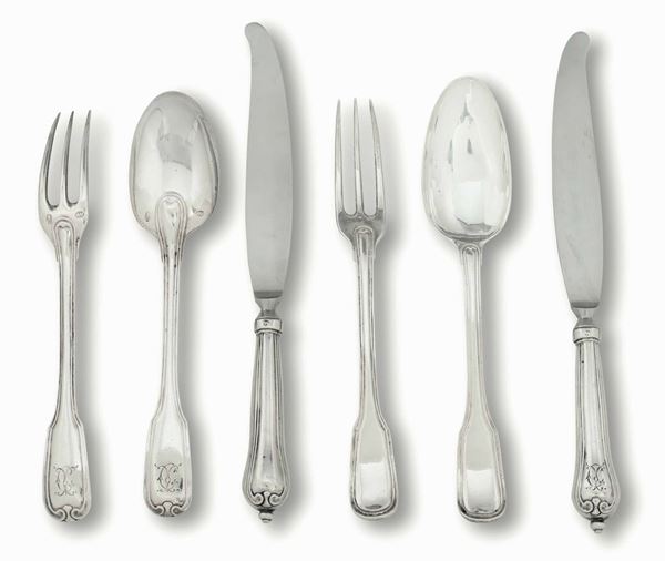 A silver cutlery set, Augsburg, mid 1700s