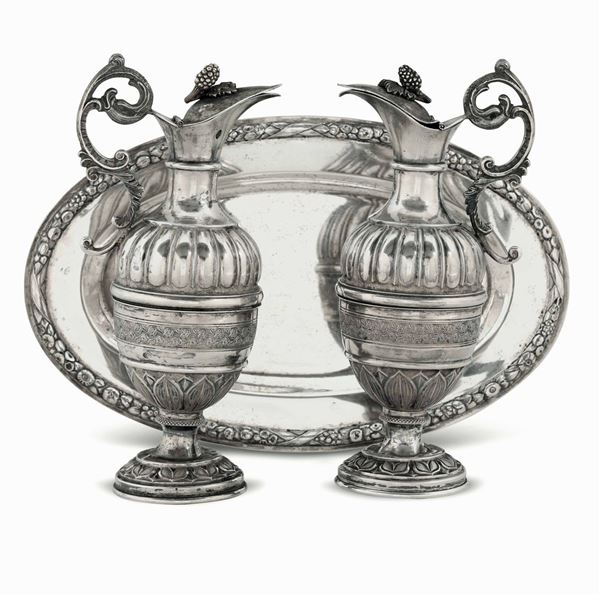 Two silver cruets, Florence 1800s