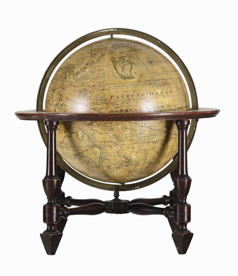 Globo terrestre Ferguson's terrestrial globe improved by G. Wright, Inghilterra XVIII secolo  - Asta Importanti Sculture, Arredi e Oggetti d'Arte - Cambi Casa d'Aste