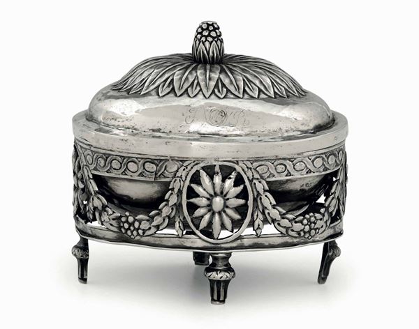 A silver sugar bowl, Venice, late 1700s