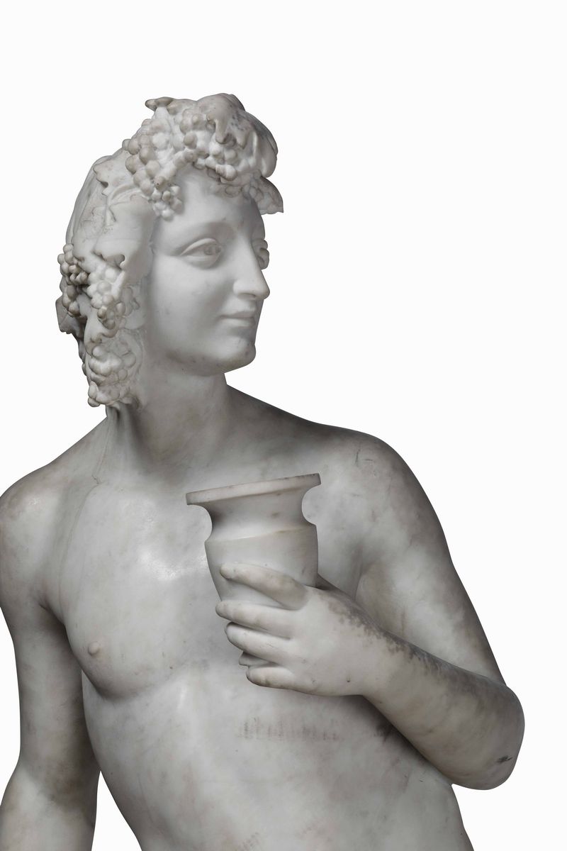 Bacco Giovane. Marmo Bianco. Arte Neoclassica del XIX Secolo