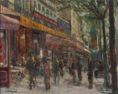 Renato Cenni (1906-1977)veduta Cittadina con Figure