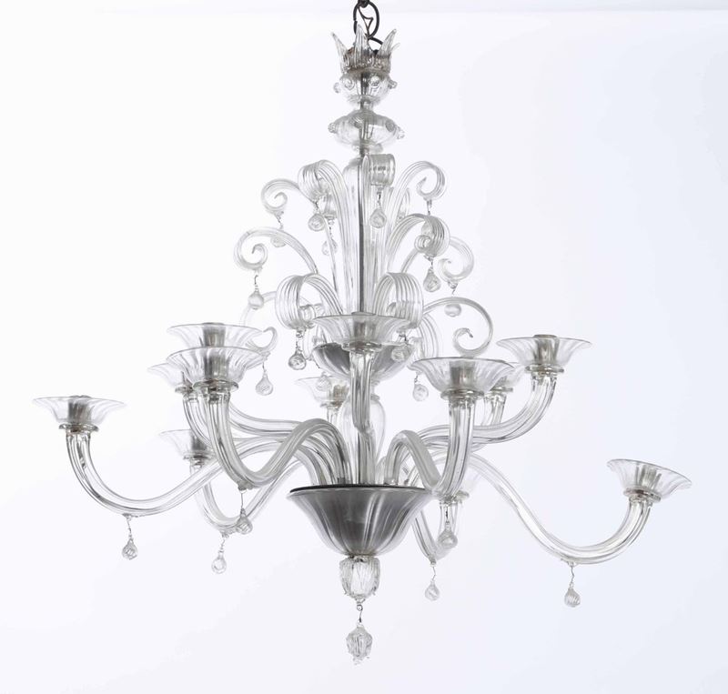 Lampadario in vetro di Murano ad otto bracci  - Auction Antiques Selected | Time - Cambi Casa d'Aste