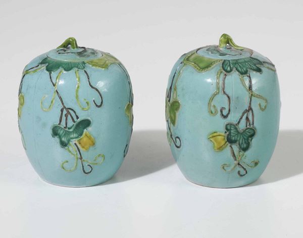 Two porcelain potiches, China, Qing Dynasty, 1800s