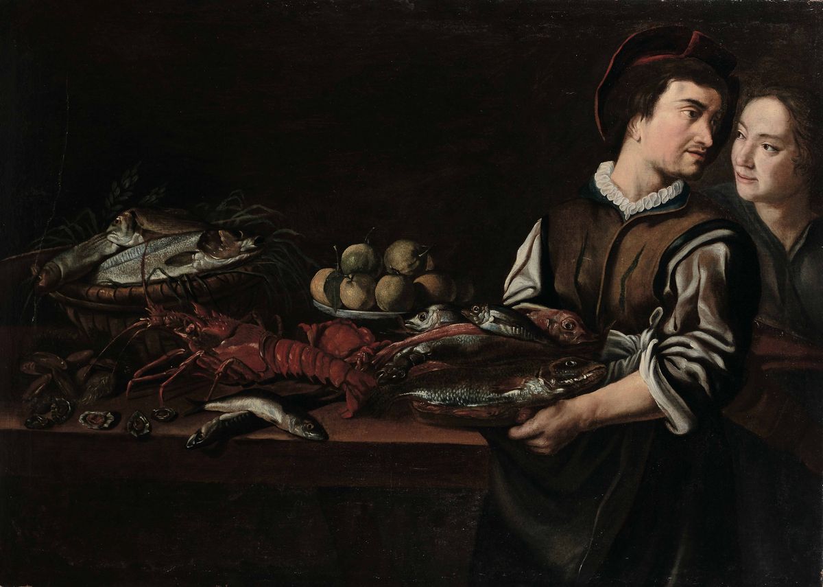 Scuola Romana del XVII Secolonature Morte con Personaggi