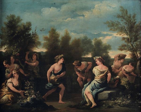 Scuola napoletana del XVIII secolo Scena agreste raffigurante allegoria dellâ€™estate