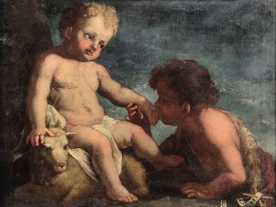 Scuola Italiana della Fine del XVII Secologesã¹ Bambino con San Giovannino