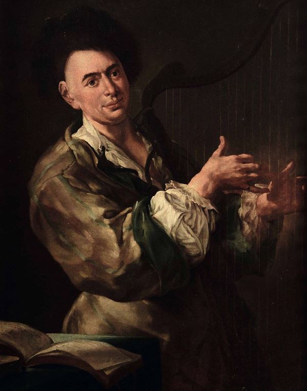 Salomon Adler (Danzica 1630 - Milano 1709) Musico con arpa