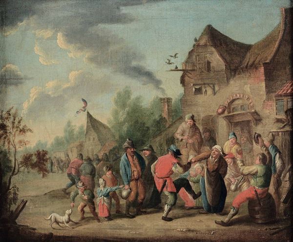 Scuola fiamminga del XVIII secolo Festa di paese