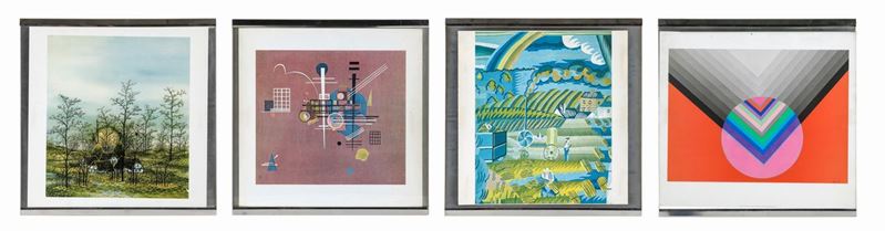 Quattro stampe litografiche con cornice in acciaio  - Asta Design Lab - Cambi Casa d'Aste