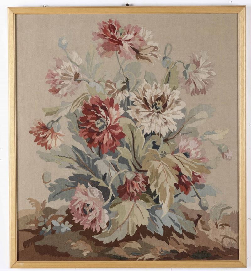 Ricamo con natura morta floreale, XX secolo  - Auction Fine Art September | Timed Auction - Cambi Casa d'Aste