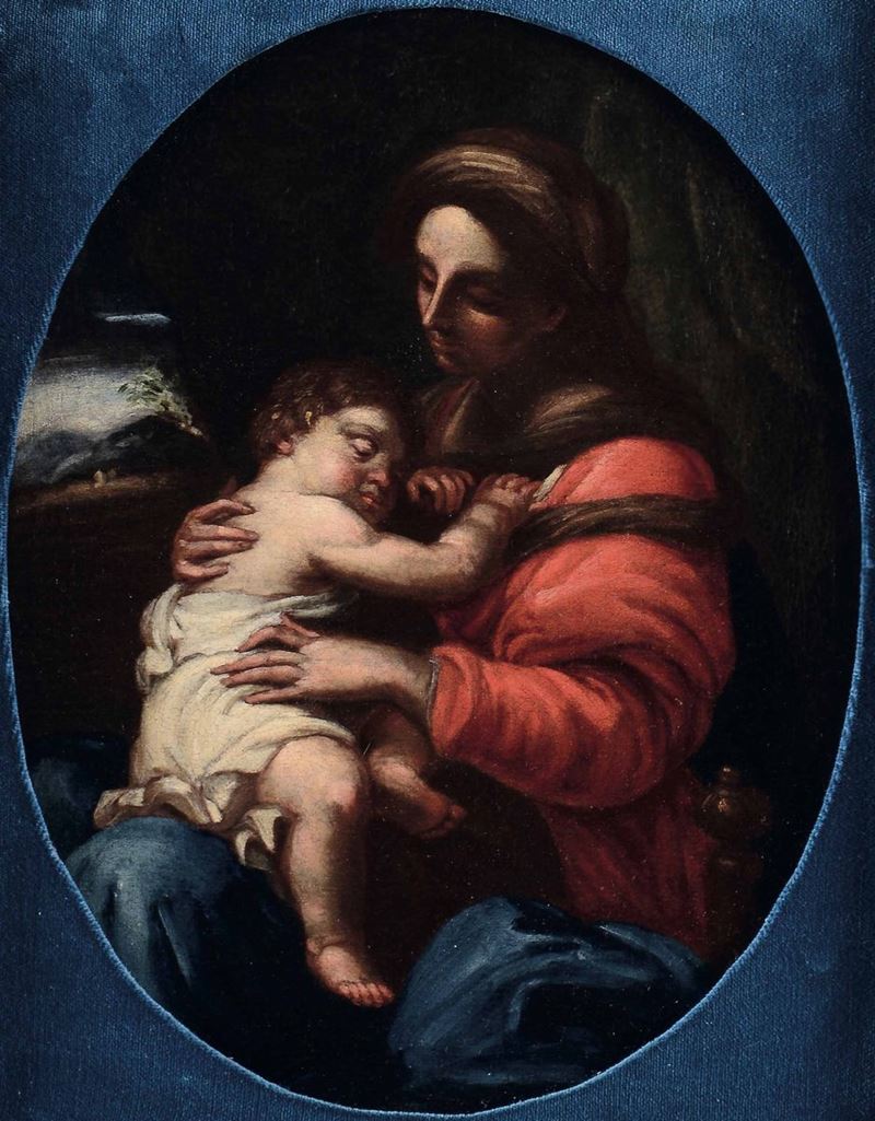 Scuola italiana del XVII secolo Madonna con Bambino  - Asta Dipinti Antichi | Asta a Tempo - Cambi Casa d'Aste