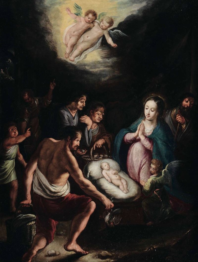 Frans Francken II (Anversa 1581-1642), ambito di Adorazione dei Pastori  - Asta Dipinti Antichi | Asta a Tempo - Cambi Casa d'Aste