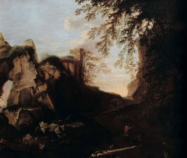 Salvator Rosa (Napoli 1615 - Roma 1673) Paesaggio con figure