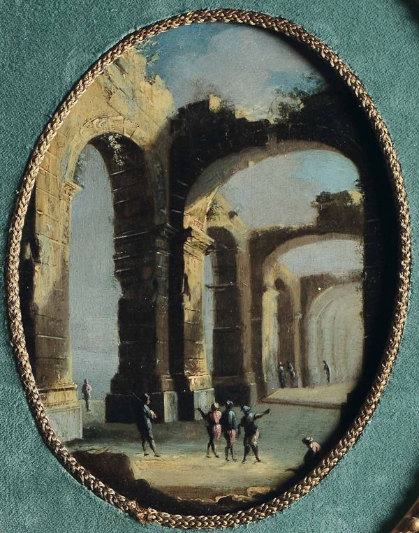Leonardo Coccorante (Napoli 1680-1750) Capriccio con rovine classiche e figure