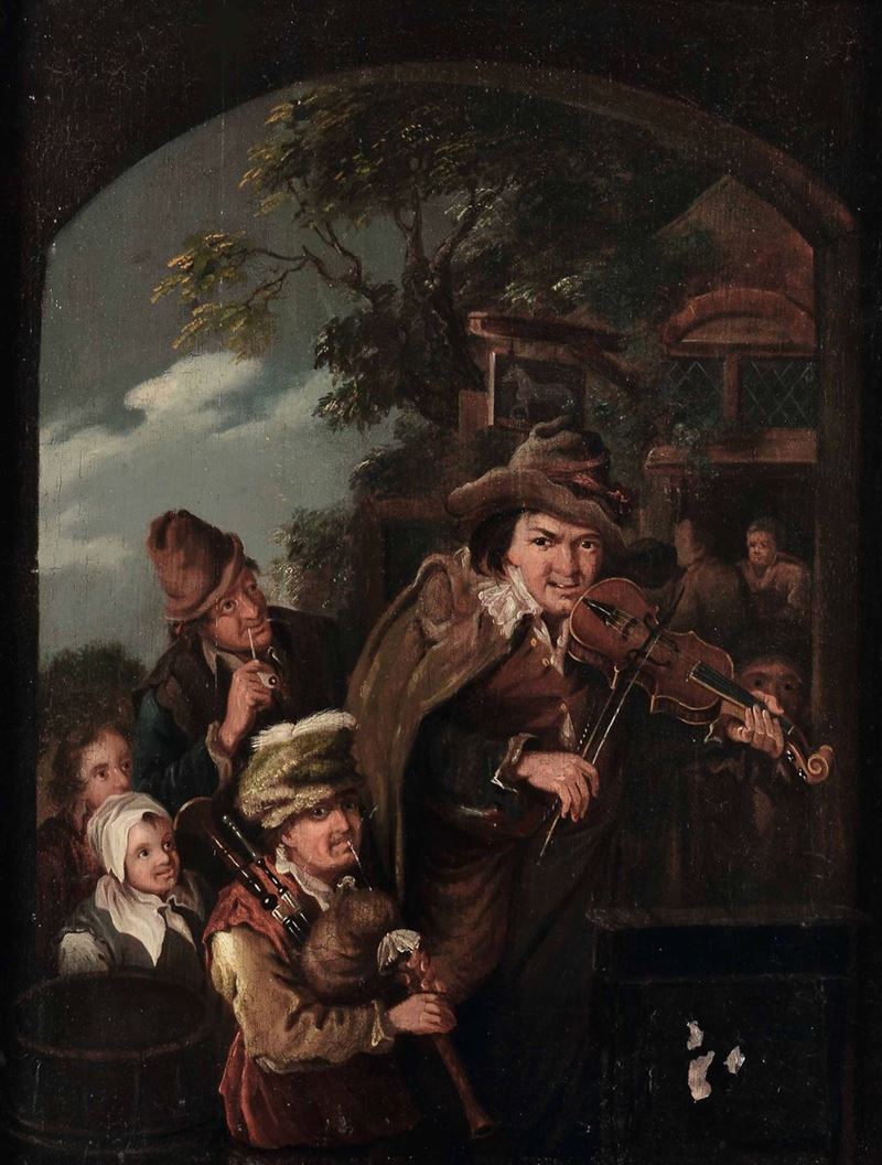 Scuola fiamminga del XVIII secolo Suonatori  - Auction Old Masters | Timed Auction - Cambi Casa d'Aste