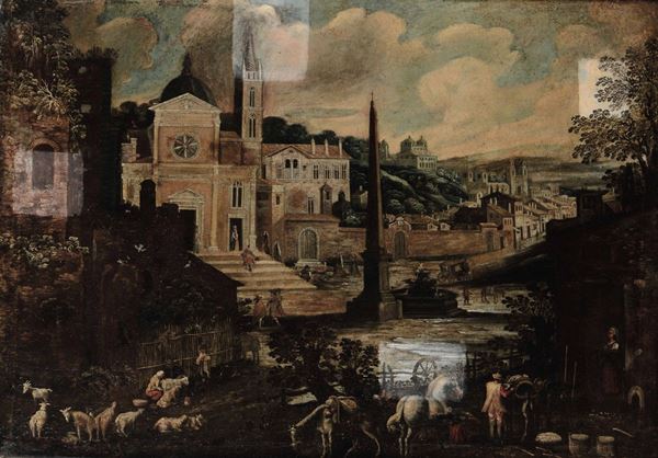 Anonimo del XVII/XVIII secolo Veduta di Piazza del Popolo a Roma