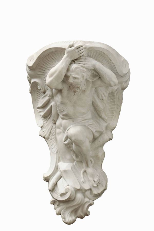 Monumentale coppia di talamoni. Marmo bianco. Arte del XIX-XX secolo