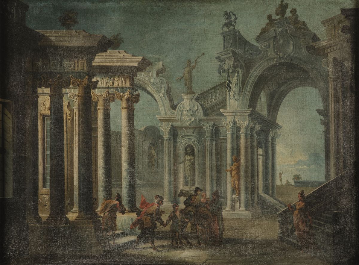Nicolã² Bertuzzi (ancona 1710-1777) e Claudio Porroni (bologna 1705-1784)capriccio Architettonico...