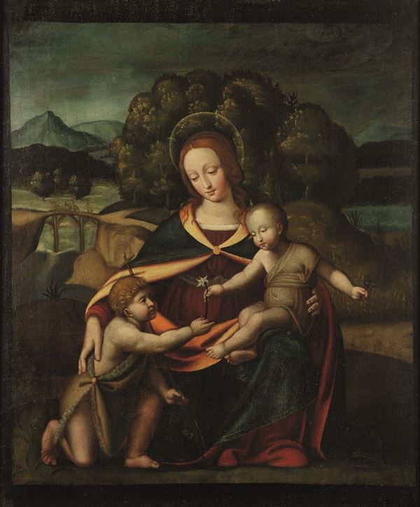 Scuola dell'Italia settentrionale del XVI secolo Madonna con Bambino e San Giovannino