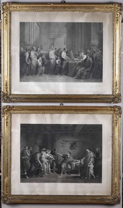 Coppia di Stampe, Francia XIX Secolofrancia. Secolo XIX. Coppia di Stampe Decorative Entro Belle ...