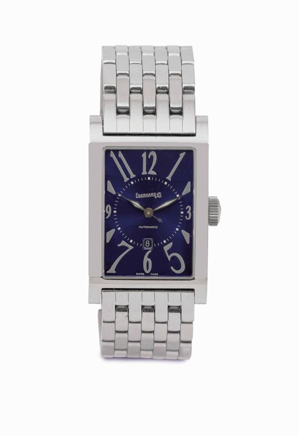 EBERHARD - Elegante orologio di forma Les Courbees ref. 41017, acciaio, automatico, circa 2005, completo di scatola e garanzia