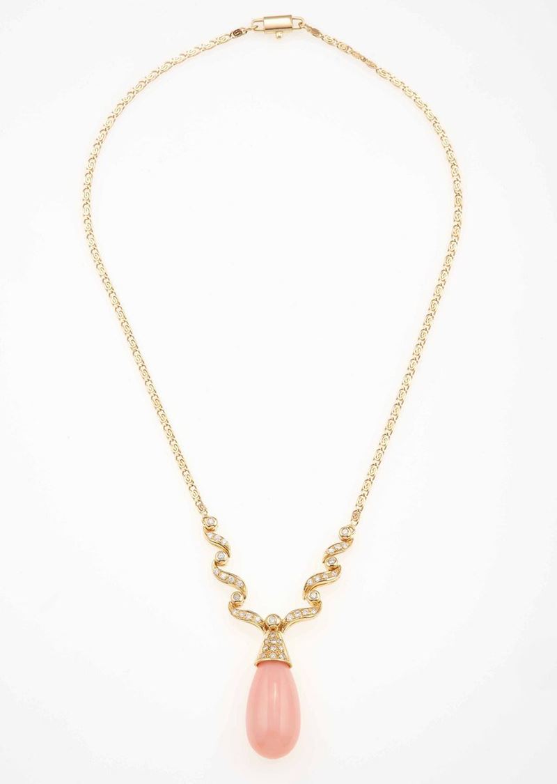 Girocollo con corallo rosa e diamanti  - Auction Fine Coral Jewels - II - Cambi Casa d'Aste
