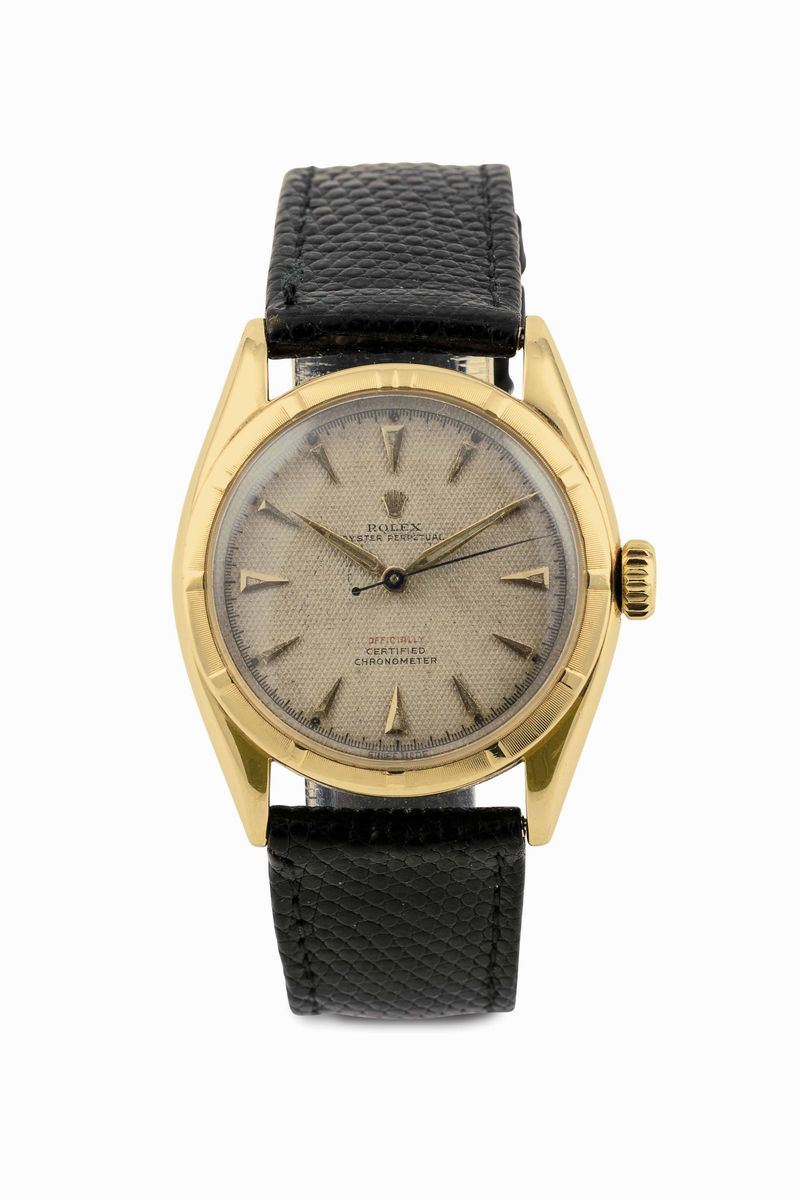 ROLEX - Raro ed elegante Oyster Perpetual ref. 6085, in oro giallo 14ct., quadrante “RED OFFICIALLY”, circa 1950  - Auction Watches and Pocket Watches - Cambi Casa d'Aste