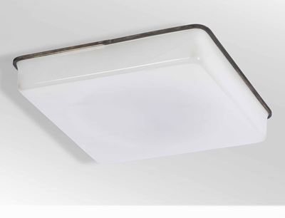 Lampada a Plafone con Struttura in Metallo, Diffusore in Plexiglass e Particolari in Ottone.