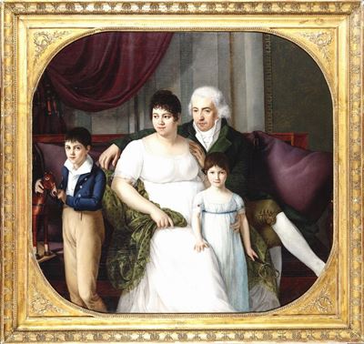 Artista Francese degli Inizi del XIX Secologrande Ritratto di Famiglia