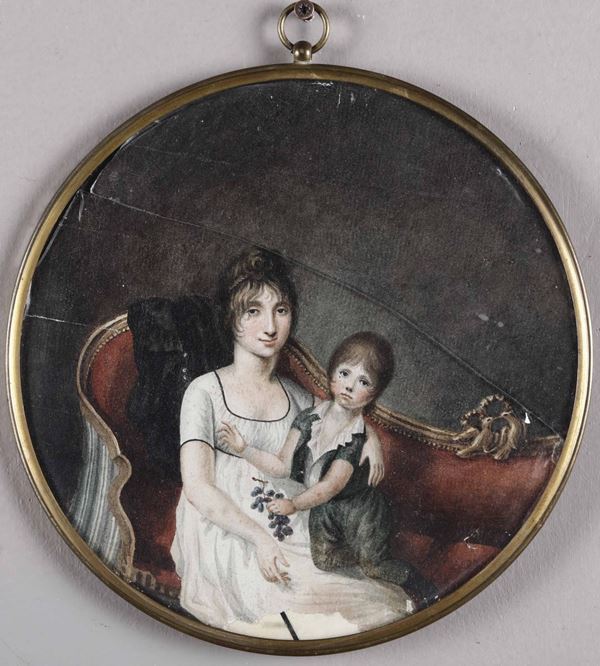 Artista dell'inizio del XIX secolo Ritratto di Madame Zola con François Zola