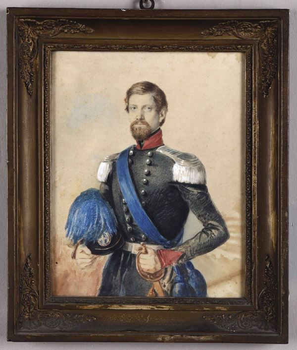 Artista del XIX secolo Ritratto di ufficiale sabaudo