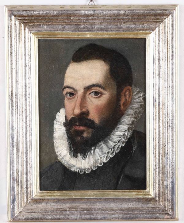 Artista della fine del XVI secolo Ritratto di gentiluomo con barba e baffi scuri