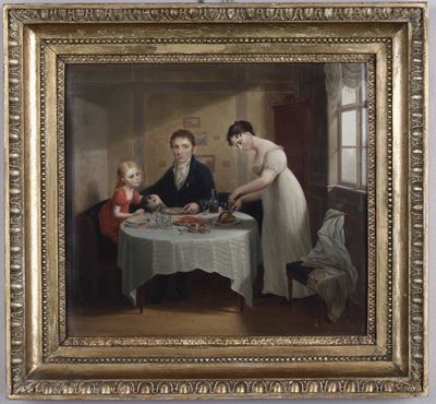 Artista della Metà del XIX Secoloritratto di una Famiglia a Tavola