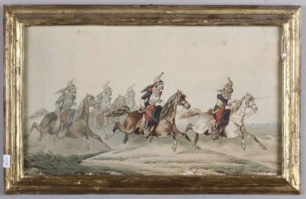 Artista della fine del XIX secolo Carica di cavalleria
