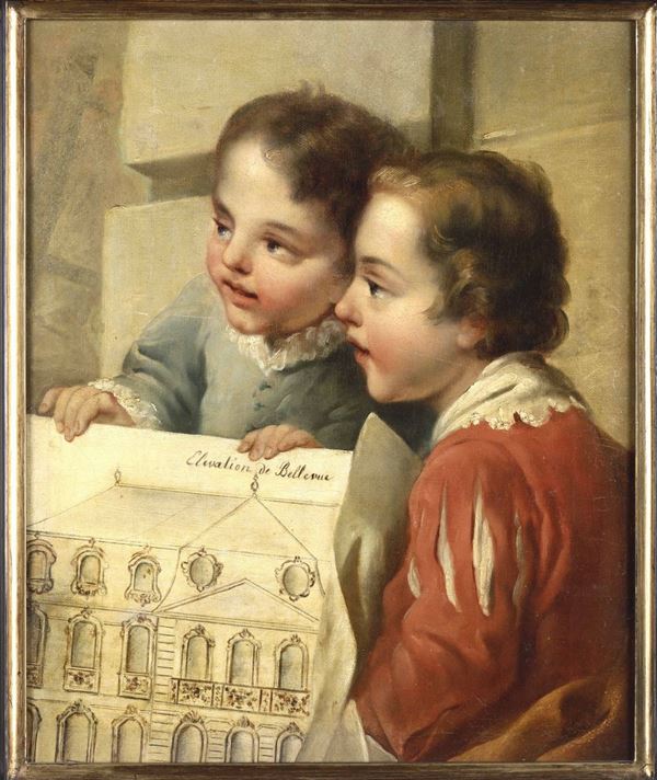 Scuola francese del XVIII secolo Ritratto di due bambini