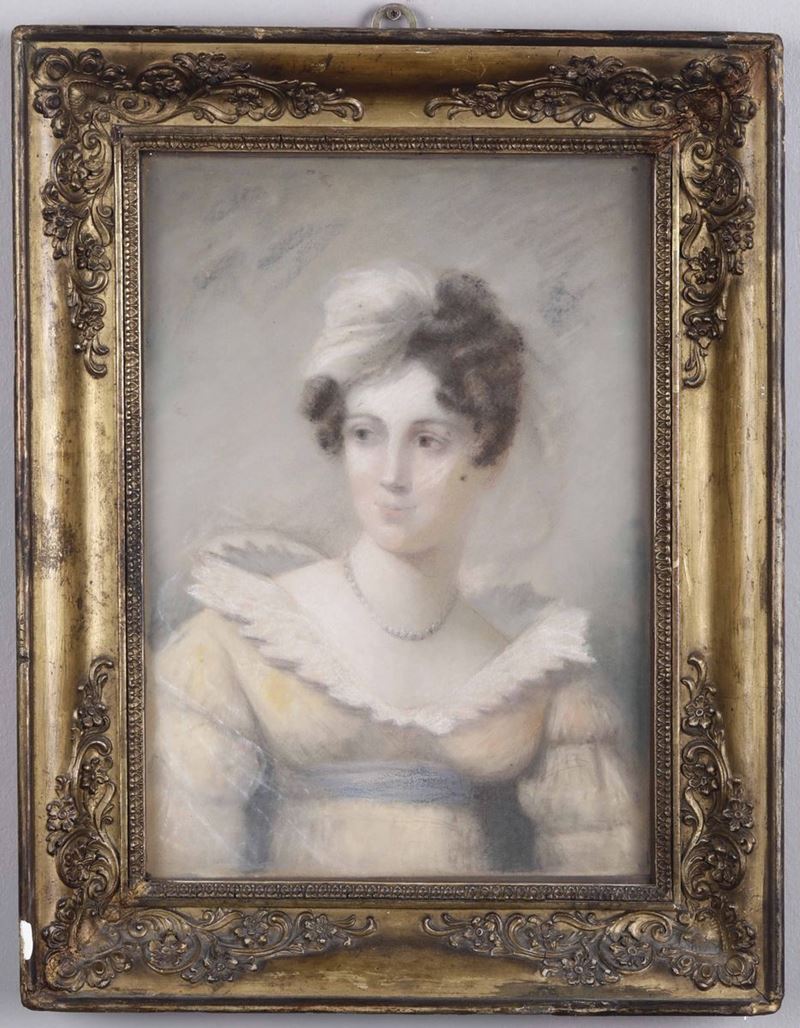 Artista del XIX secolo Ritratto di dama  - Asta Dalla dimora romana di Giorgio Forattini | Cambi Time - Cambi Casa d'Aste