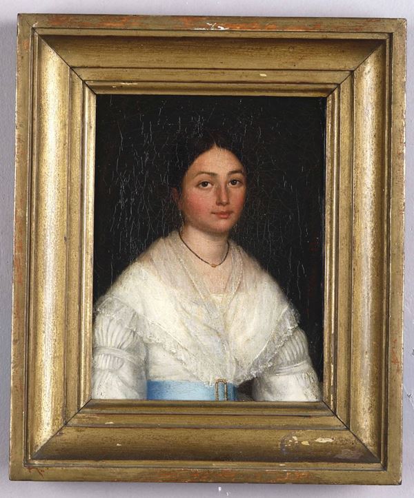 Firmato J. Lillan e datato 1839 Ritratto di giovane donna in bianco