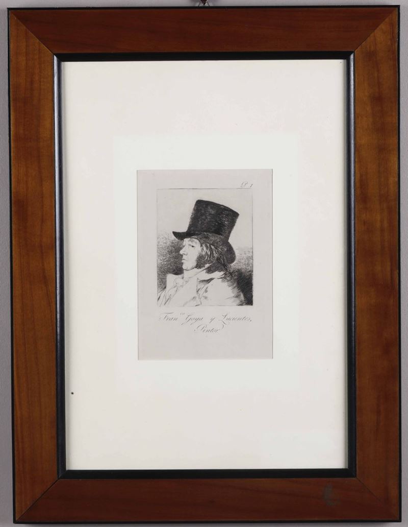 Incisione raffigurante autoritratto di Francisco Goya con tuba  - Auction Forattini Time | Timed Auction - Cambi Casa d'Aste