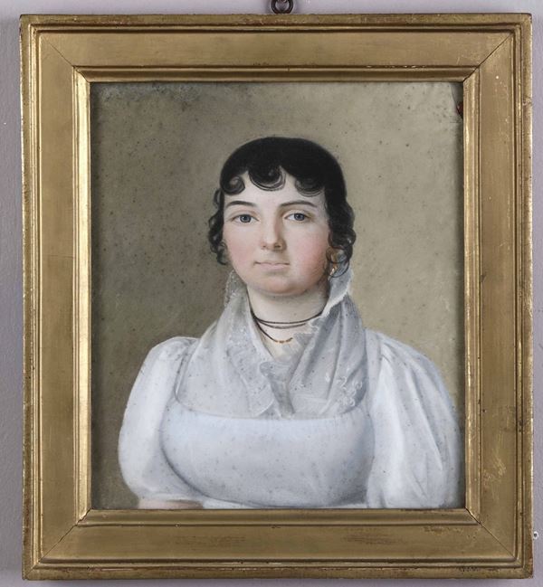 Artista francese del XVIII secolo Ritratto di giovane donna in bianco