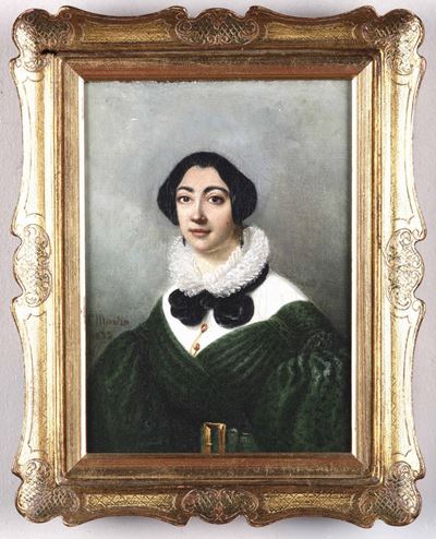Firmato J. Martini e Datato 1832ritratto di Dama in Abito Verde