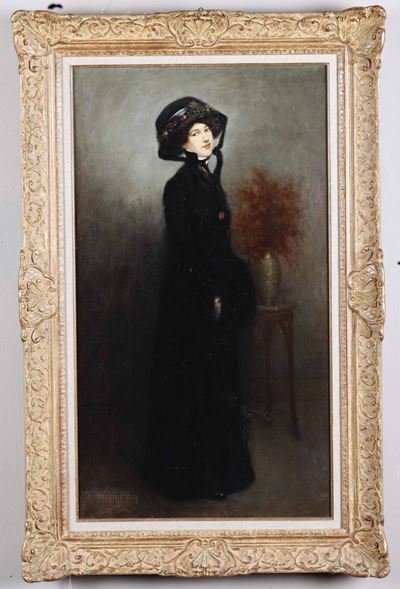 Alfred Henry Maurer (new York 1868 - 1932)ritratto di Gentildonna in Abito Nero, 1909