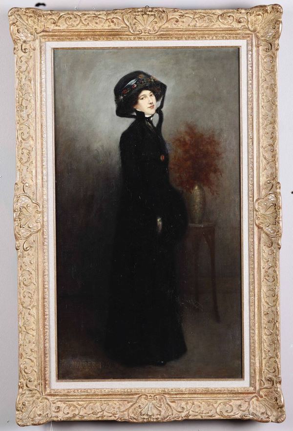 Alfred Henry Maurer (New York 1868 - 1932) Ritratto di gentildonna in abito nero, 1909