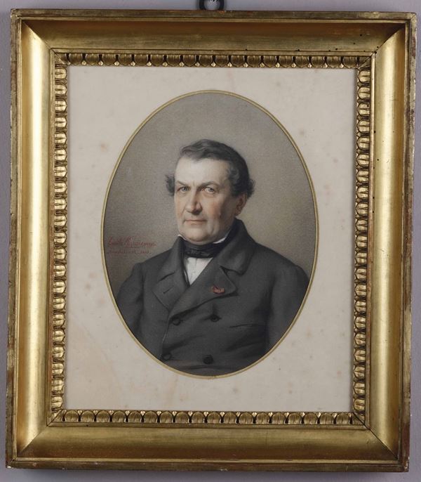 Emil Alfred Rousseaux (1831 - 1874) Gentiluomo in abito grigio con Legione d'Onore, 1857